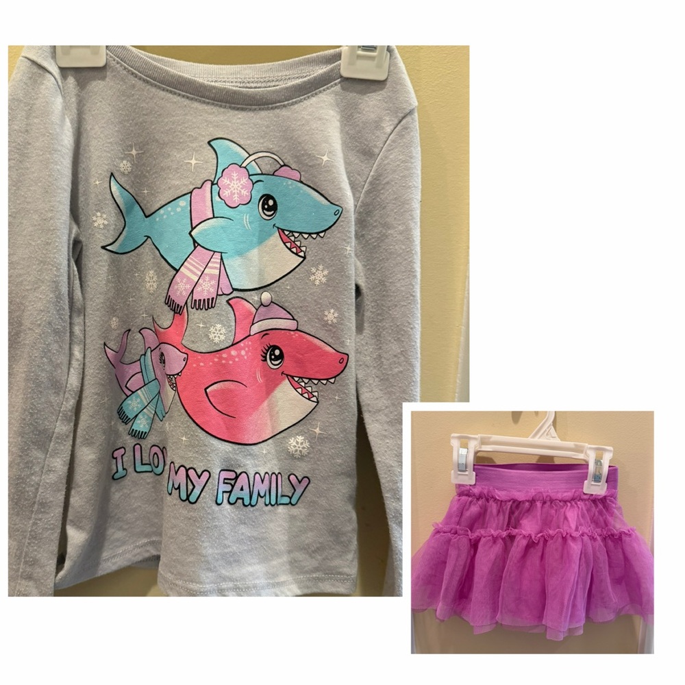 The Children's Place Long Sleeve Tee and Matching Tulle Ruffle Skirt Set